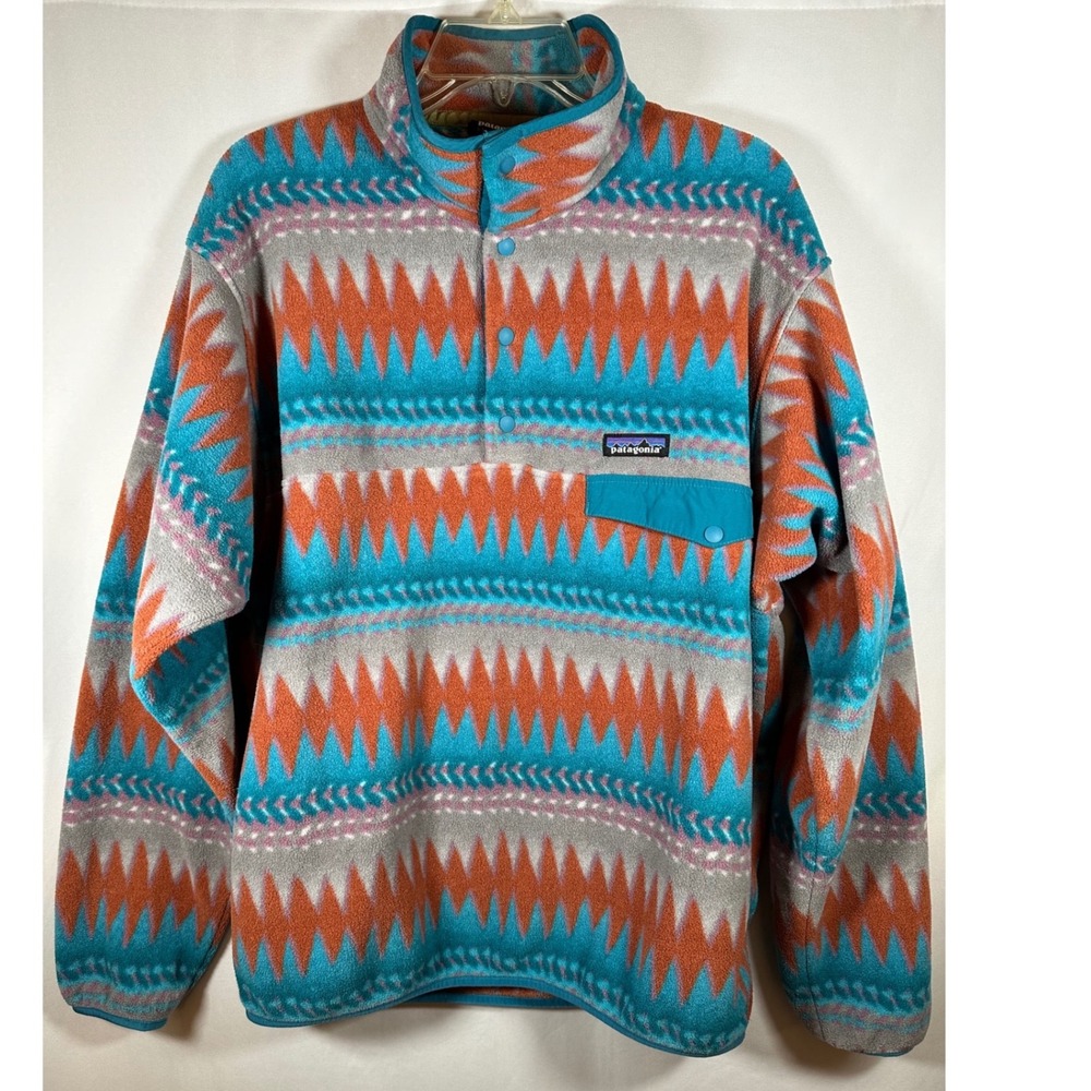 Patagonia Synchilla Snap-T Fleece Pullover Laughing Waters Aztec Blue Size M